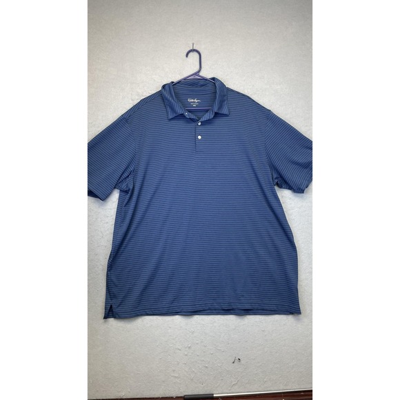Walter Hagen Polo Shirt Mens 2XL Blue Striped Essentials Golf Short Sleeve Knit - Picture 1 of 7